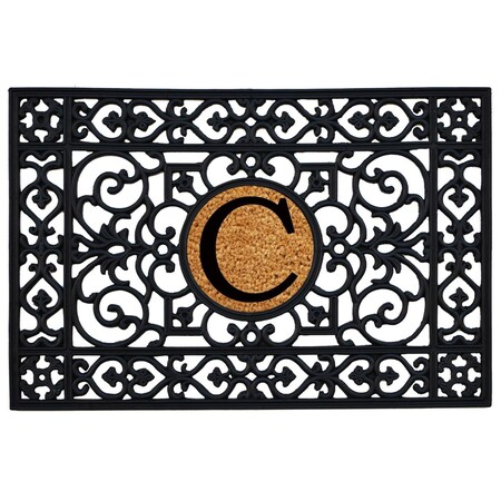 Calloway Mills 2 x 3 ft. Rubber Monogram Insert Rectangular Doormat, Black - Letter C CA57303